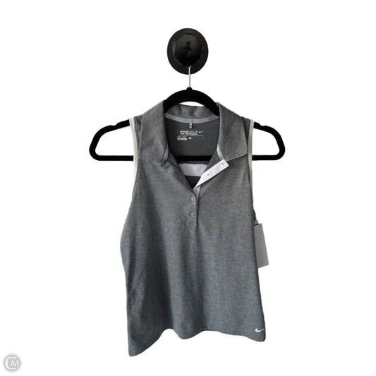 Athletic Tank Top By Nike In Grey & White, Size: M