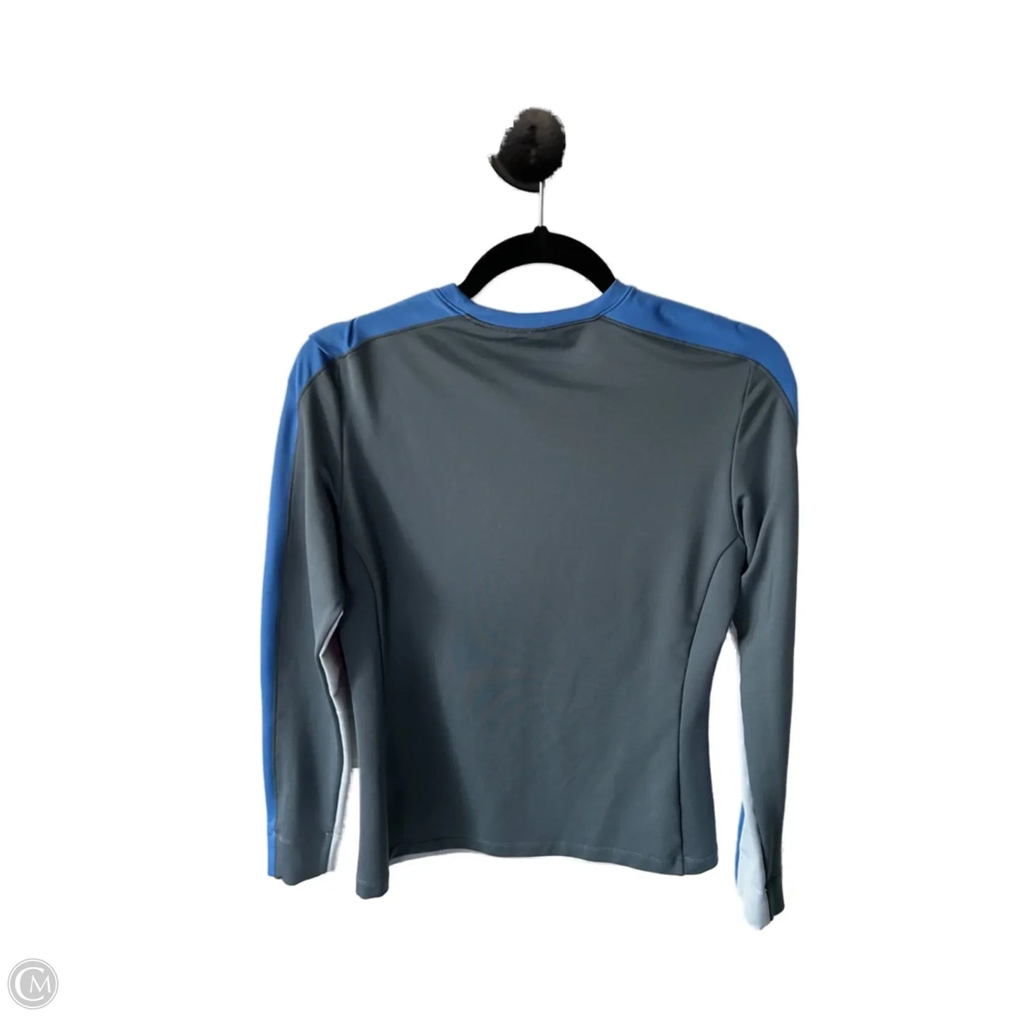 Athletic Top Long Sleeve Crewneck By Nike In Blue & Grey, Size: M