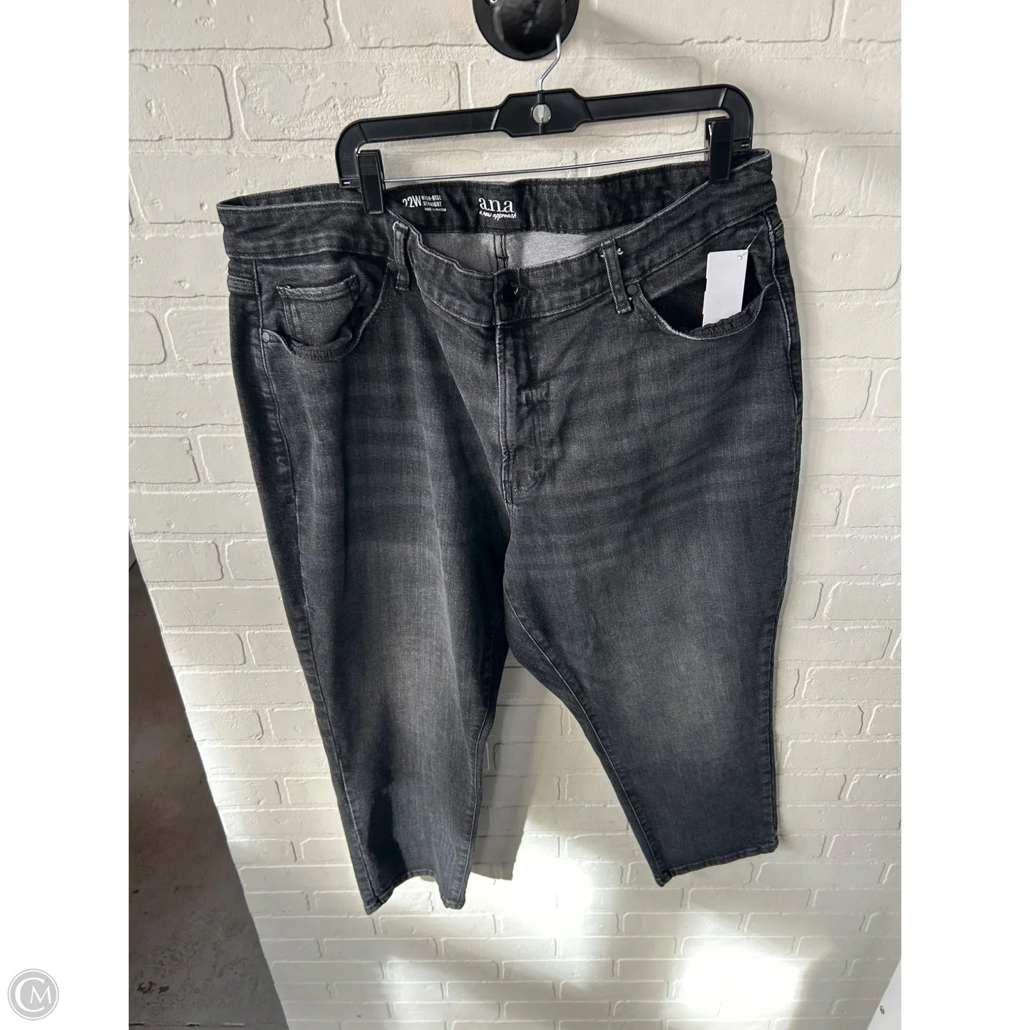 Jeans Straight By Ana In Black Denim, Size: 22
