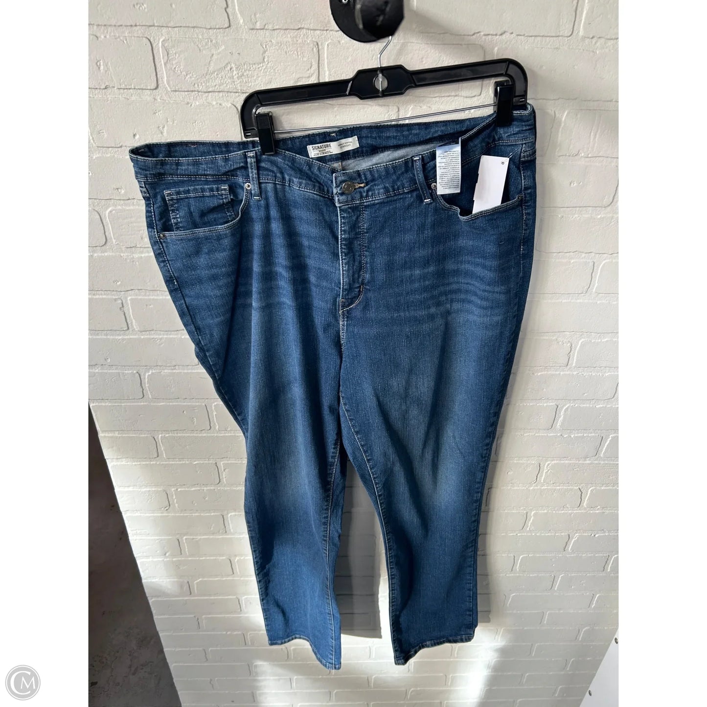 Jeans Straight By Levis Signature In Blue Denim, Size: 22