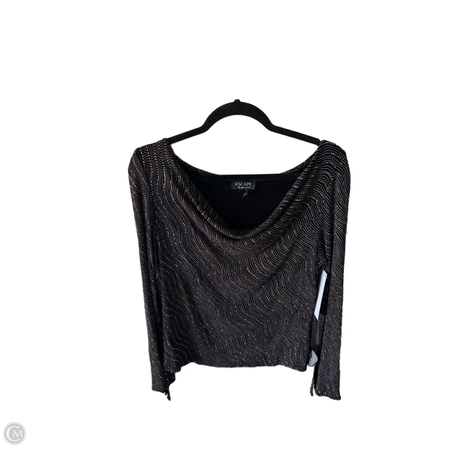 Top Long Sleeve Designer By Xscape In Black & Silver, Size: L