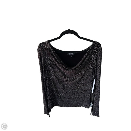 Top Long Sleeve Designer By Xscape In Black & Silver, Size: L