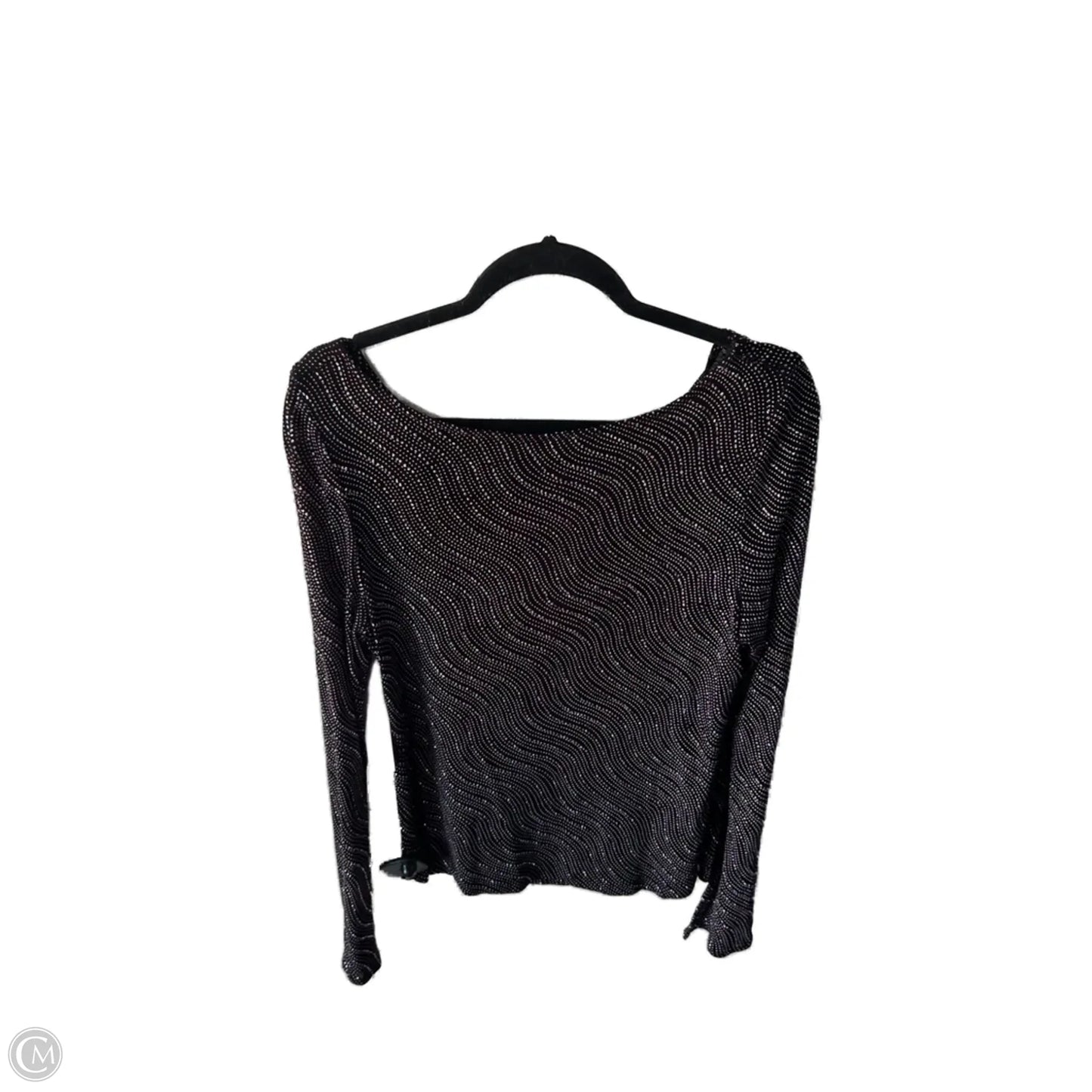 Top Long Sleeve Designer By Xscape In Black & Silver, Size: L