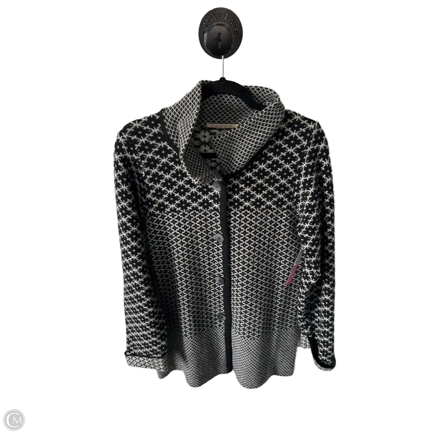 Sweater Cardigan By Clothes Mentor In Black & Grey, Size: L