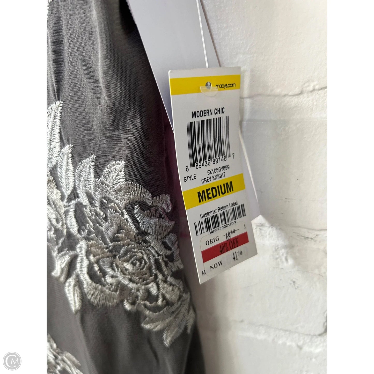 Top Short Sleeve By Inc In Grey, Size: M