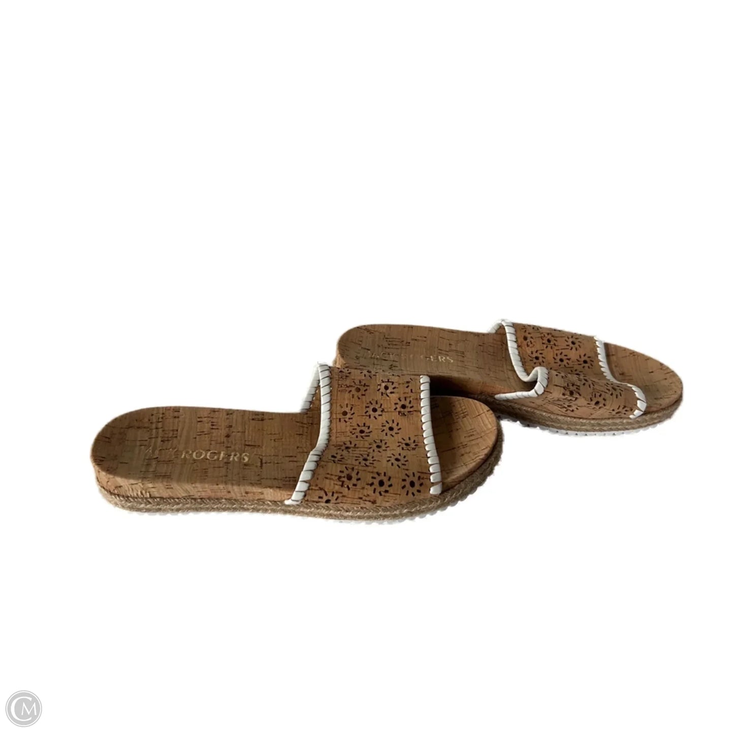 Sandals Flats By Jack Rogers In Tan & White, Size: 8