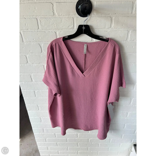 Top Short Sleeve By Zenana In Pink, Size: 2x
