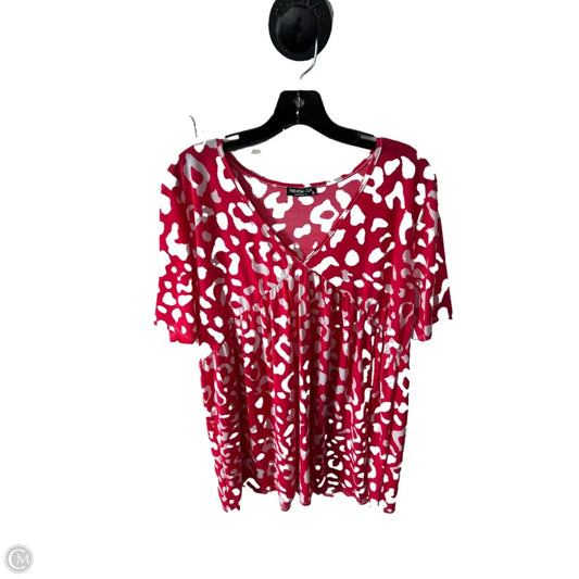 Top Short Sleeve By Heimish Usa In Red & White, Size: 1x