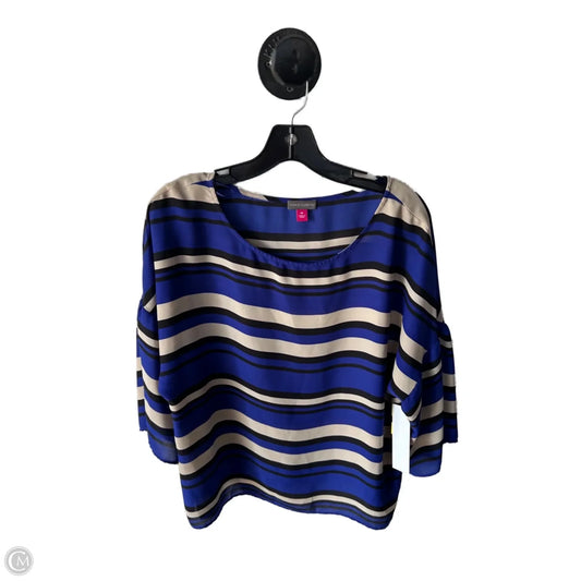 Top Short Sleeve By Vince Camuto In Blue & Tan, Size: M