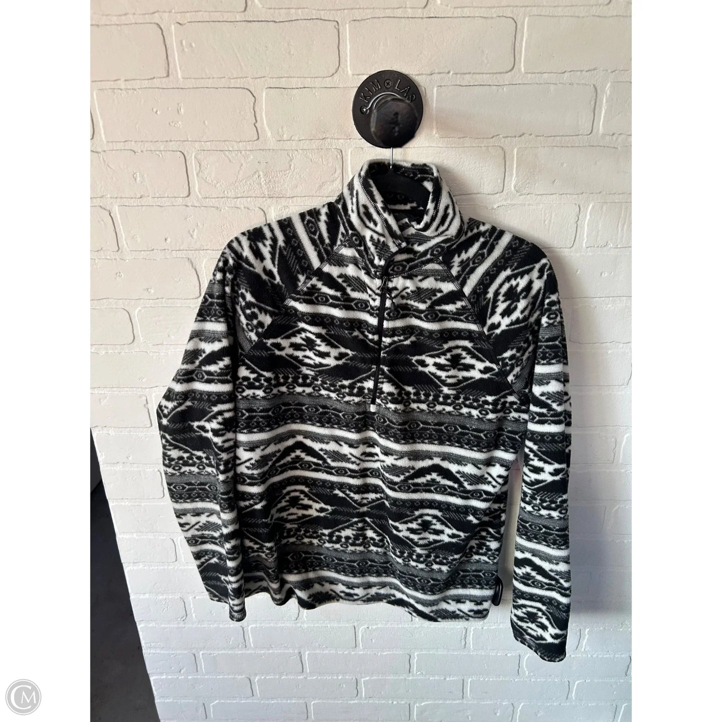 Jacket Fleece By Eddie Bauer In Black & White, Size: L