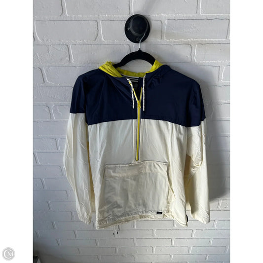 Jacket Windbreaker By New Balance In Blue & Cream, Size: L