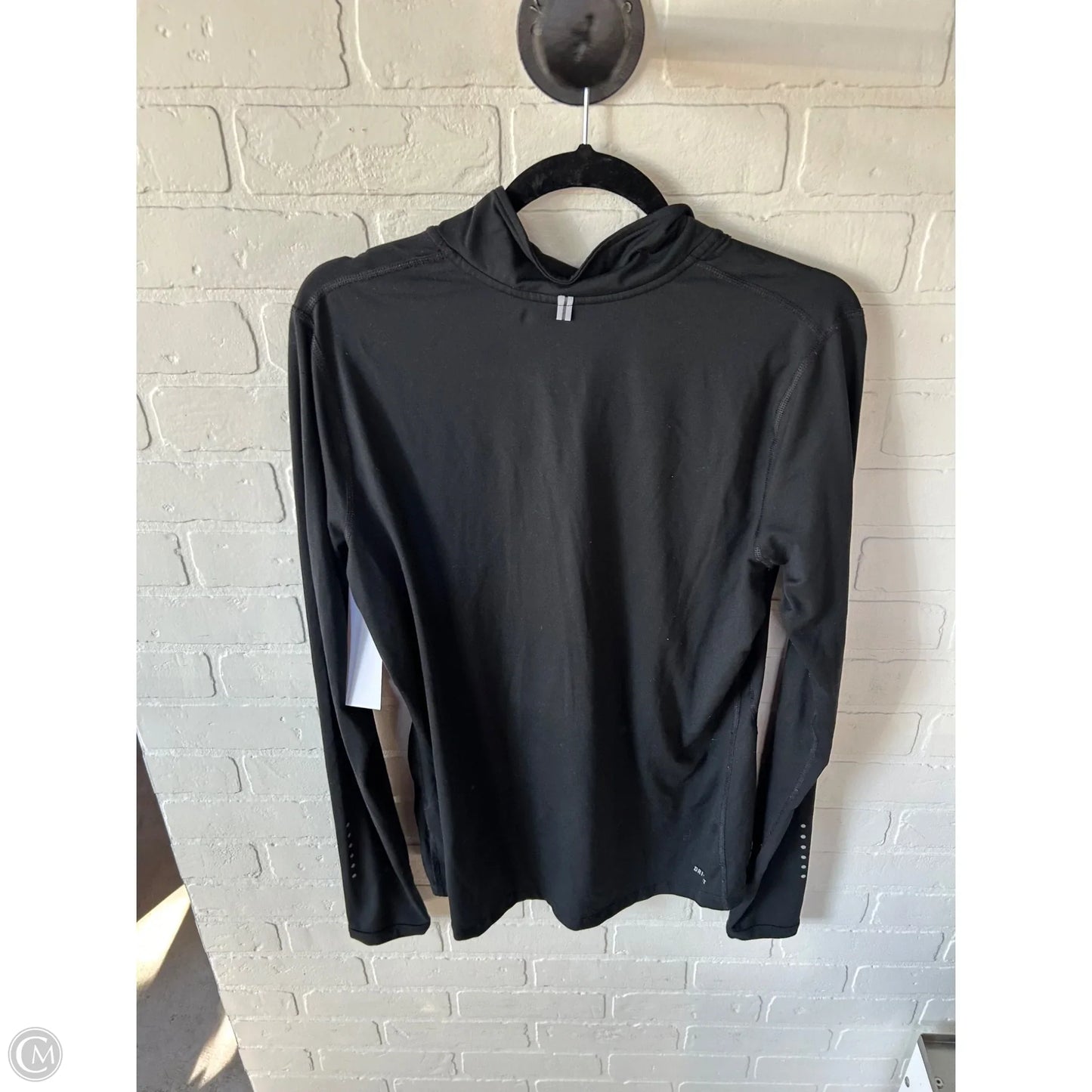 Athletic Top Long Sleeve Collar By Nike In Black, Size: L