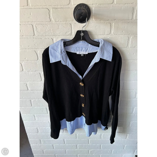 Sweater By Sioni In Black & Blue, Size: Xl