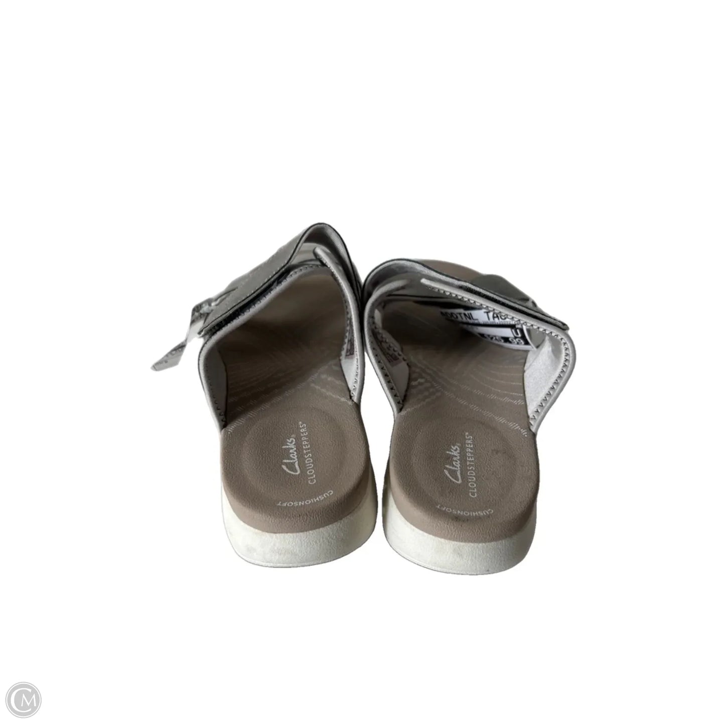 Sandals Flats By Clarks In Grey & White, Size: 8