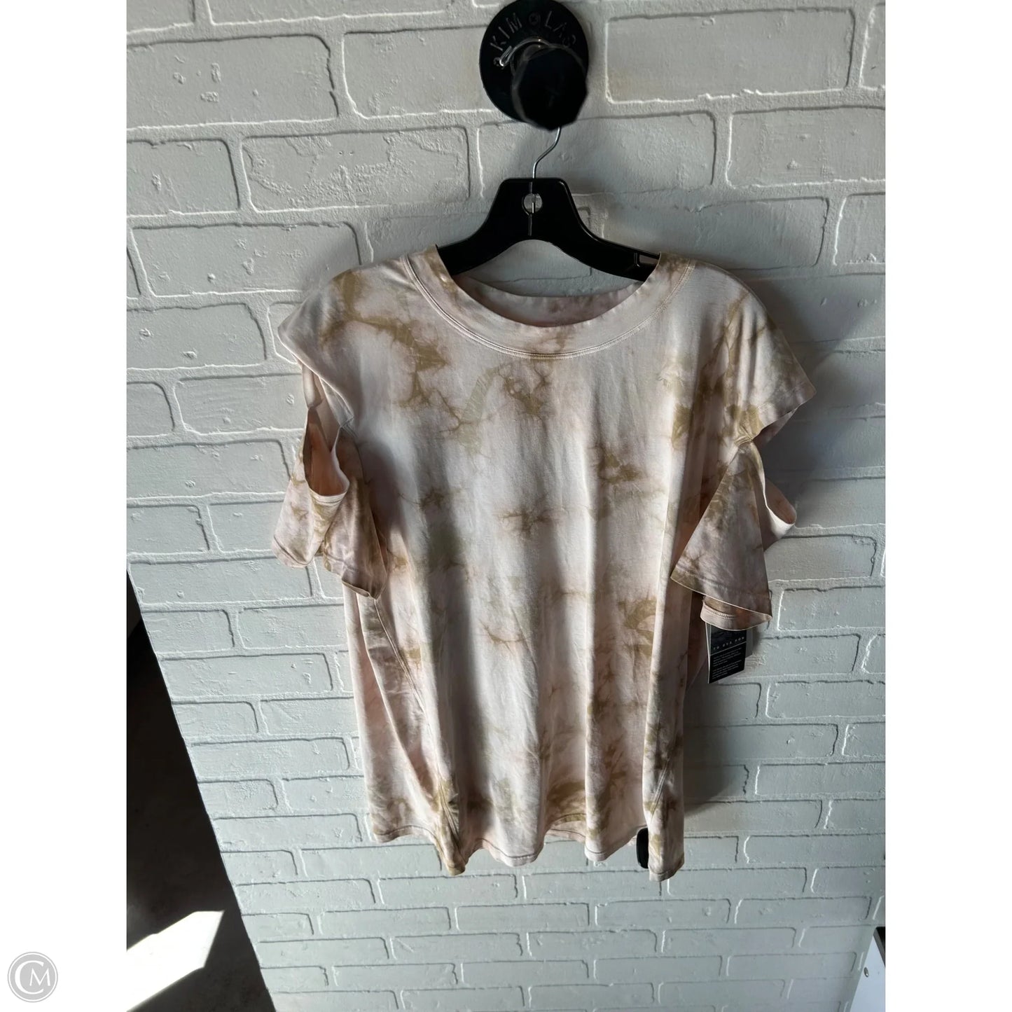 Athletic Top Short Sleeve By Lululemon In Pink & Tan, Size: M