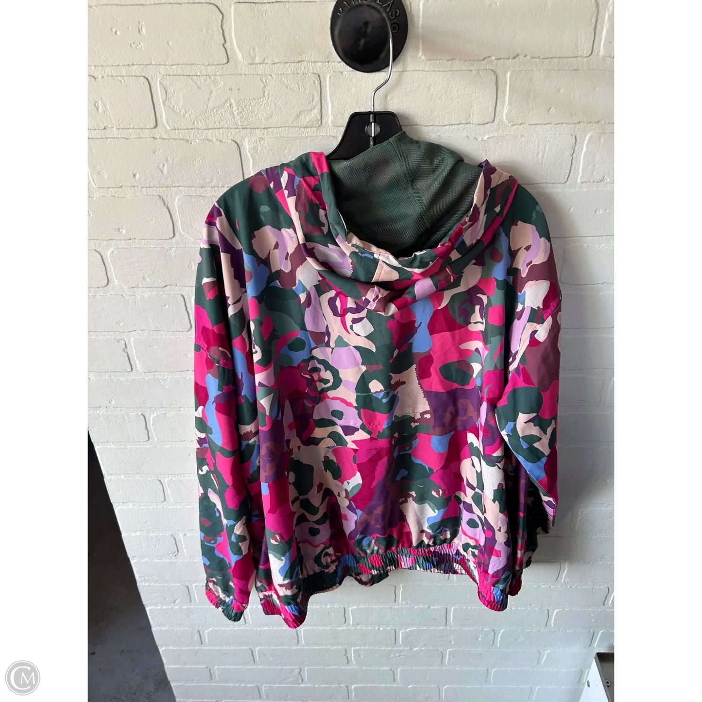 Athletic Jacket By Reebok In Green & Pink, Size: Xxl