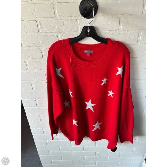Sweater By Vince Camuto In Red & White, Size: 1x