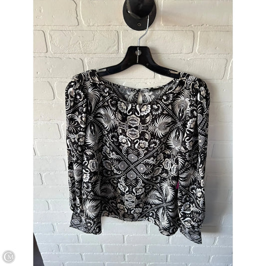 Top Long Sleeve By Ann Taylor In Black & Tan, Size: S