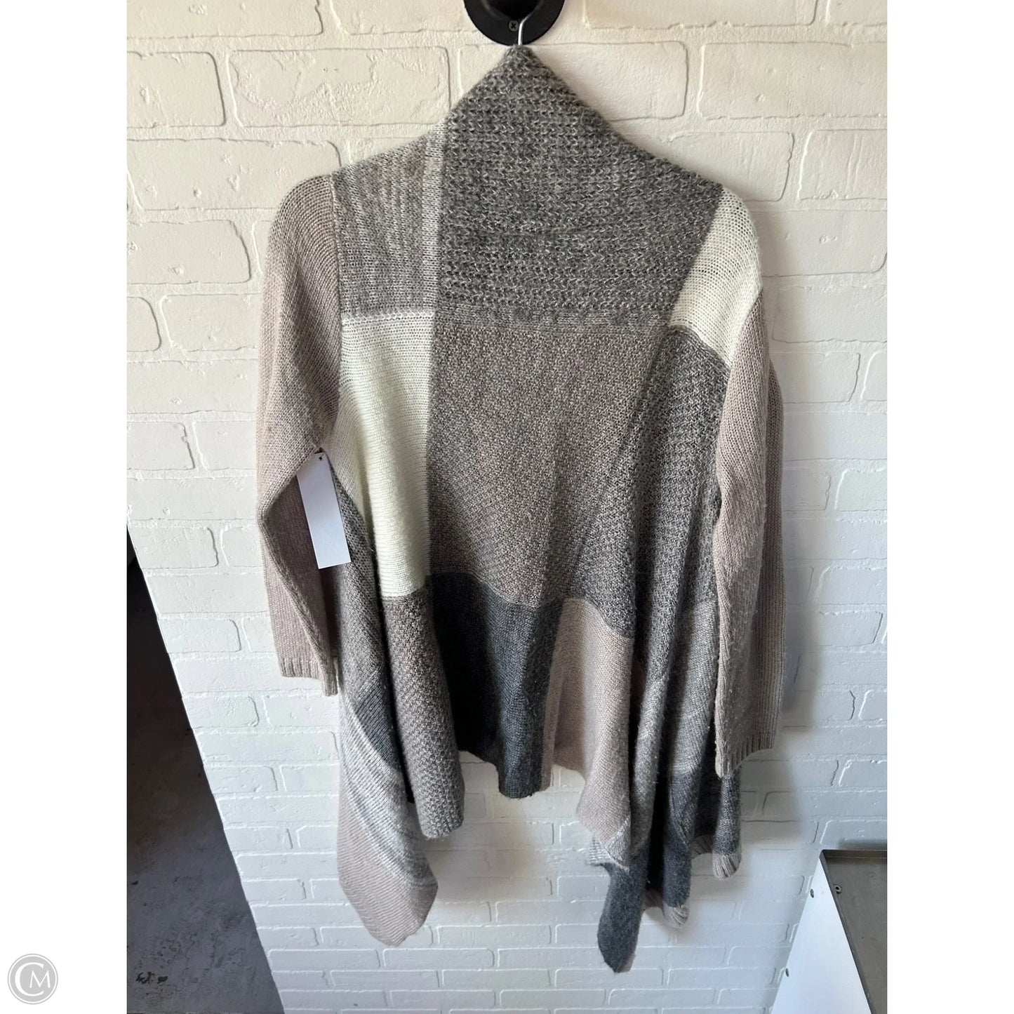 Sweater Cardigan By Chicos In Grey & Tan, Size: M