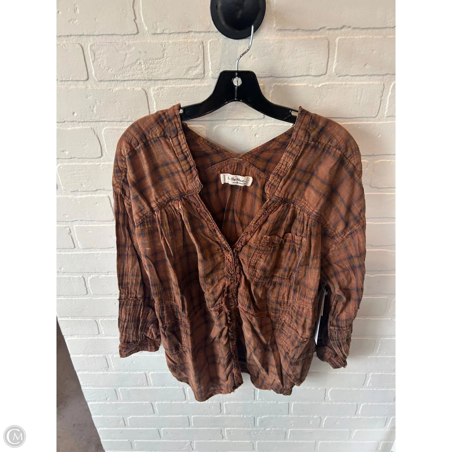 Top Long Sleeve By Free People In Brown, Size: S