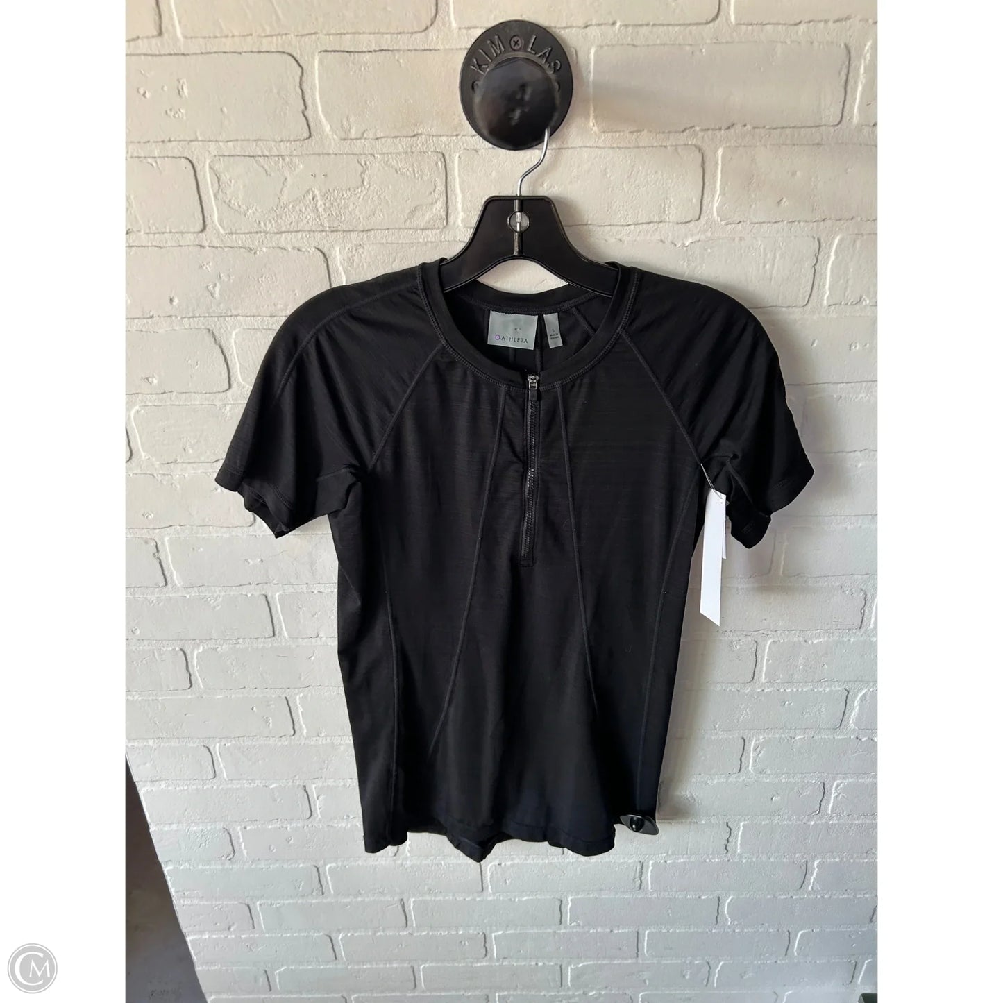 Athletic Top Short Sleeve By Athleta In Black, Size: S