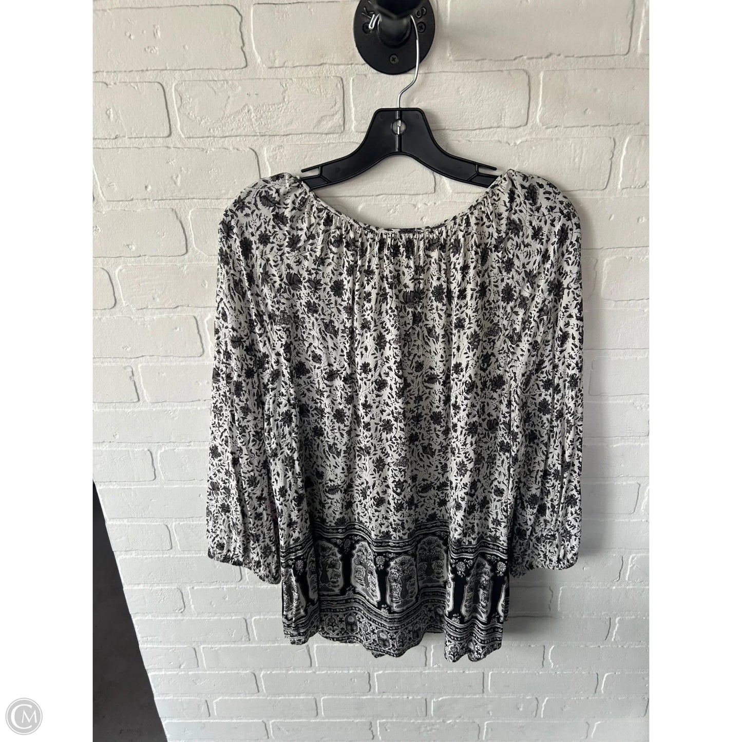 Top Long Sleeve By Lucky Brand In Grey & White, Size: Xl
