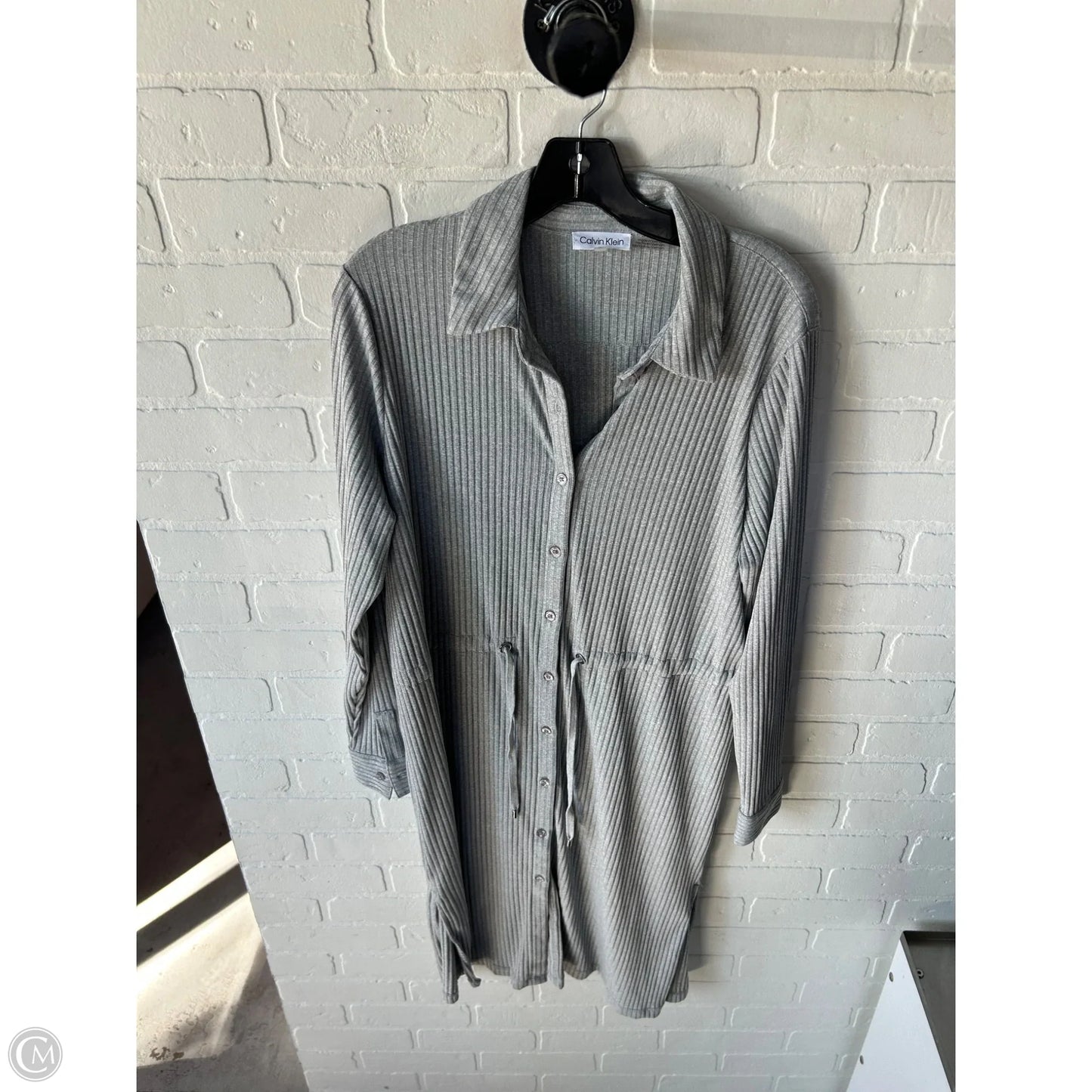 Dress Casual Midi By Calvin Klein In Grey, Size: M