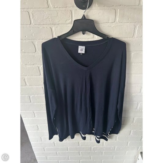 Top Long Sleeve By Cabi In Blue & White, Size: L