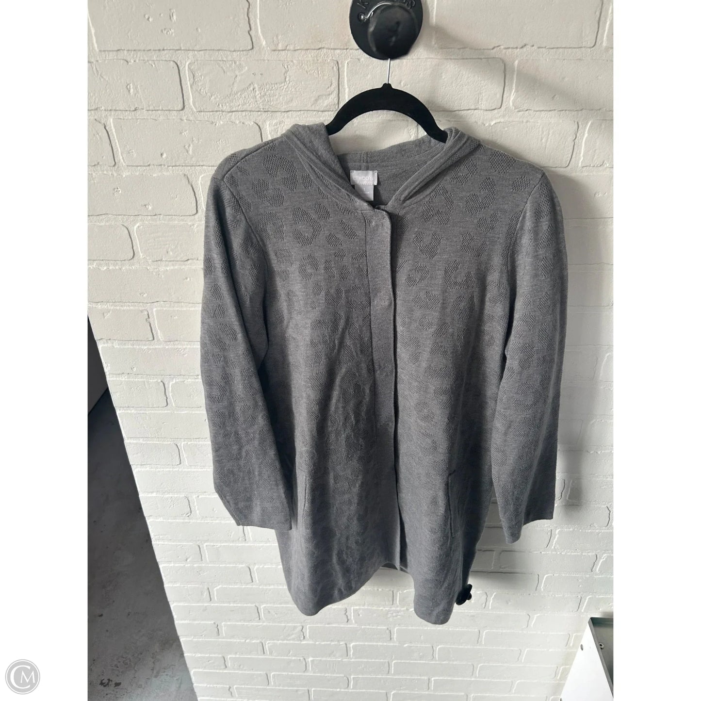 Sweater Cardigan By Chicos In Grey, Size: M