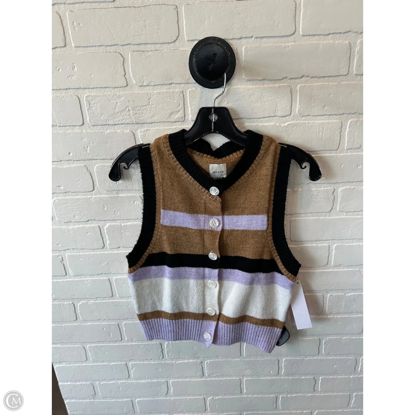 Vest Sweater By Maeve In Black & Brown, Size: Xs