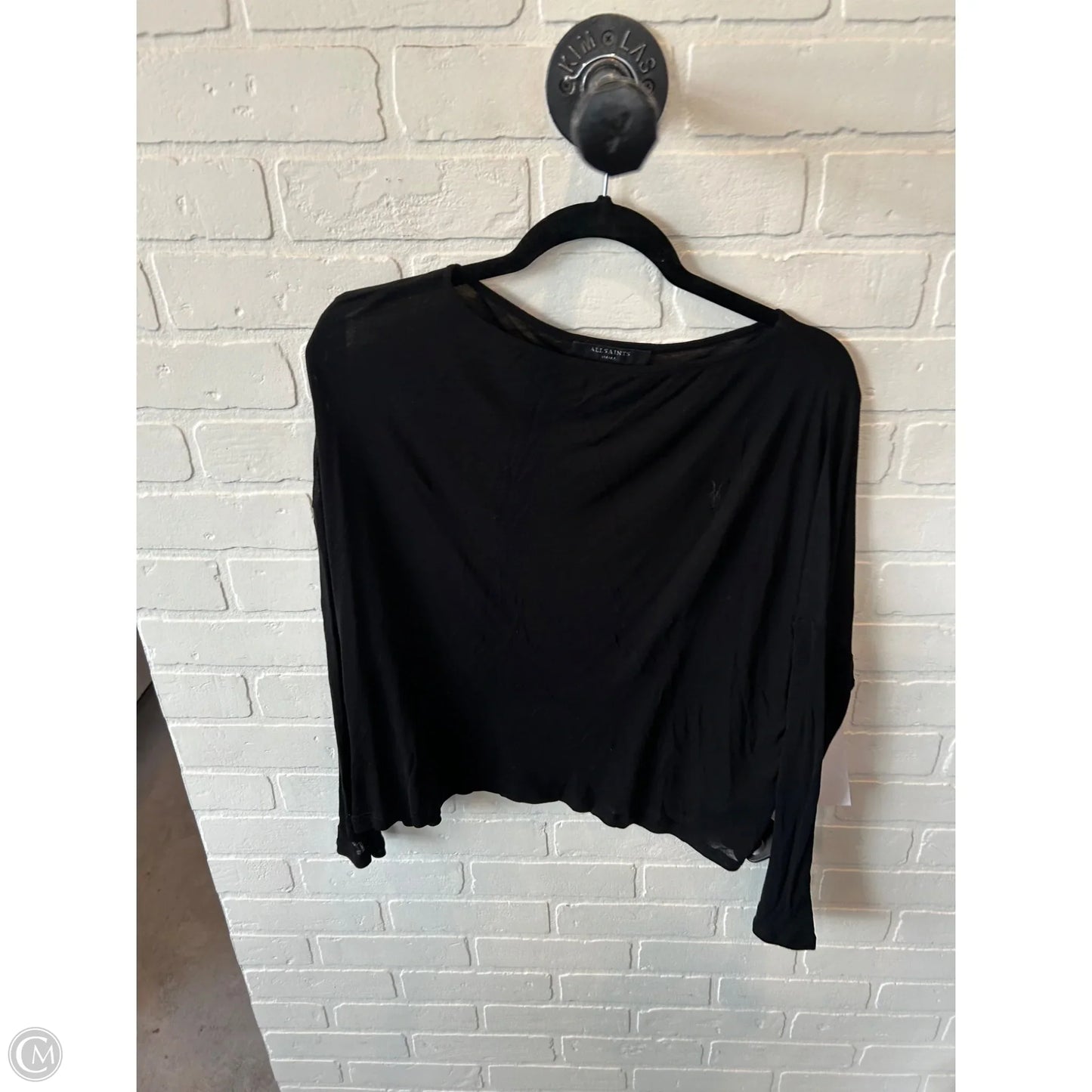 Top Long Sleeve Designer By All Saints In Black, Size: S