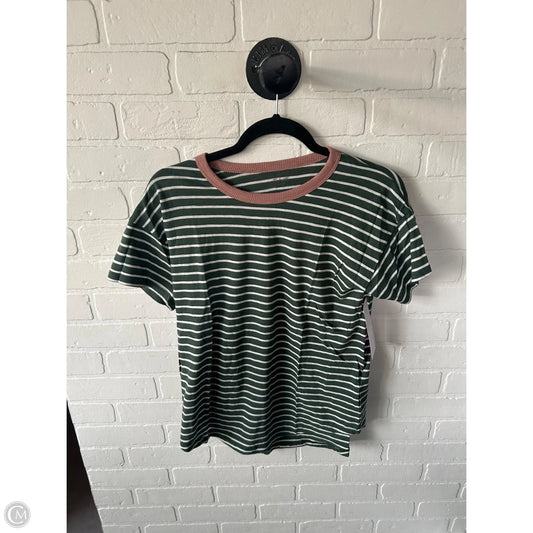 Top Short Sleeve By Madewell In Green & White, Size: M