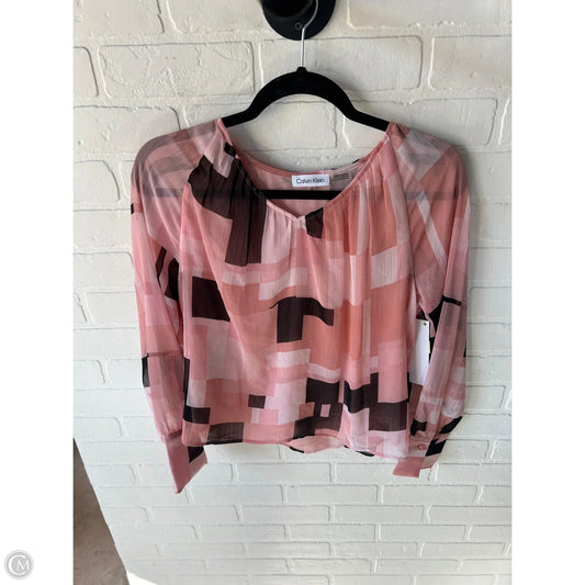 Top Long Sleeve By Calvin Klein In Pink, Size: Xs