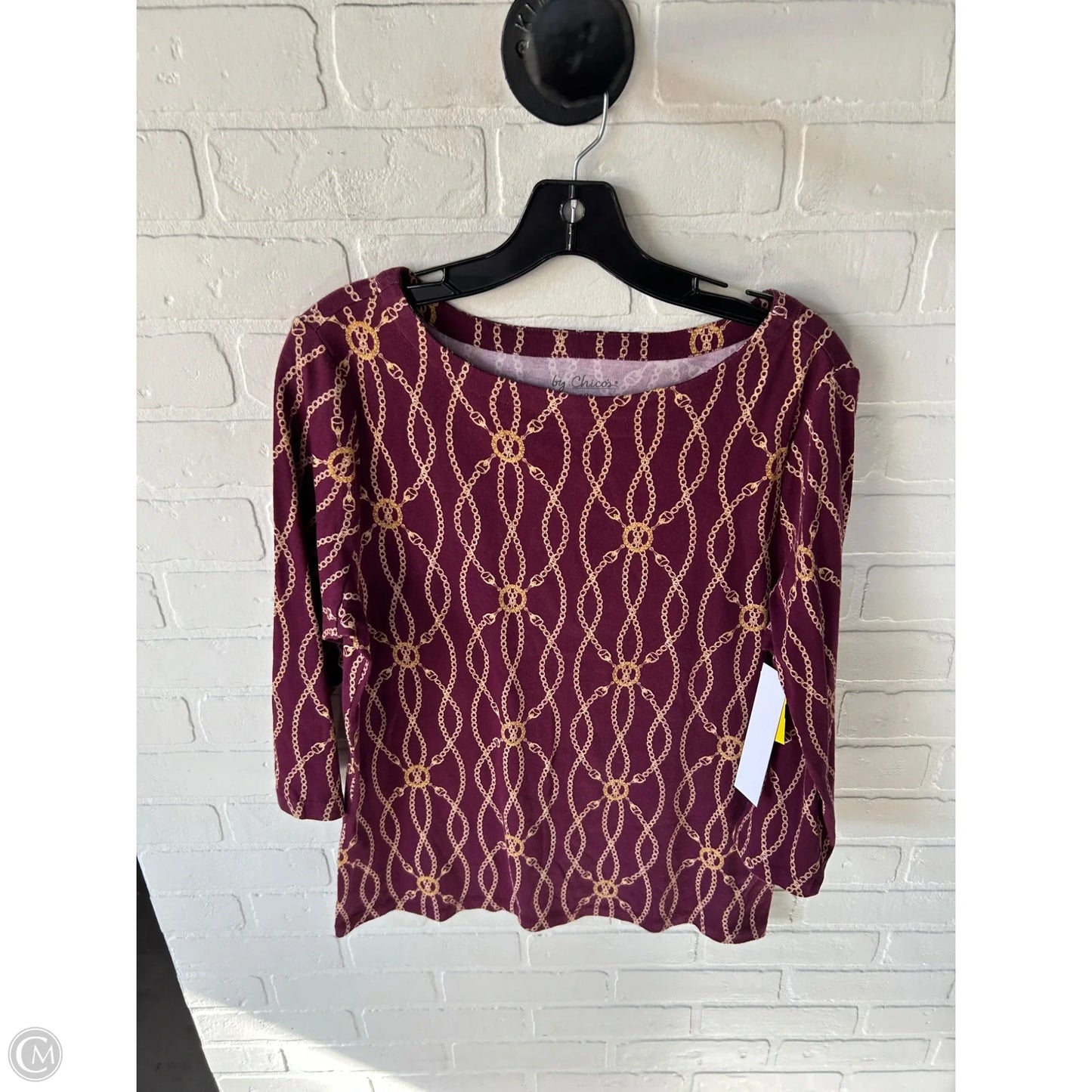 Top 3/4 Sleeve By Chicos In Purple, Size: L