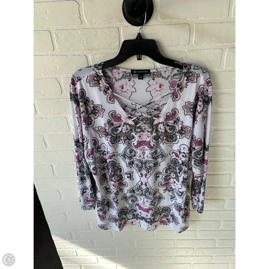 Top 3/4 Sleeve By Inc In Pink & White, Size: Xl