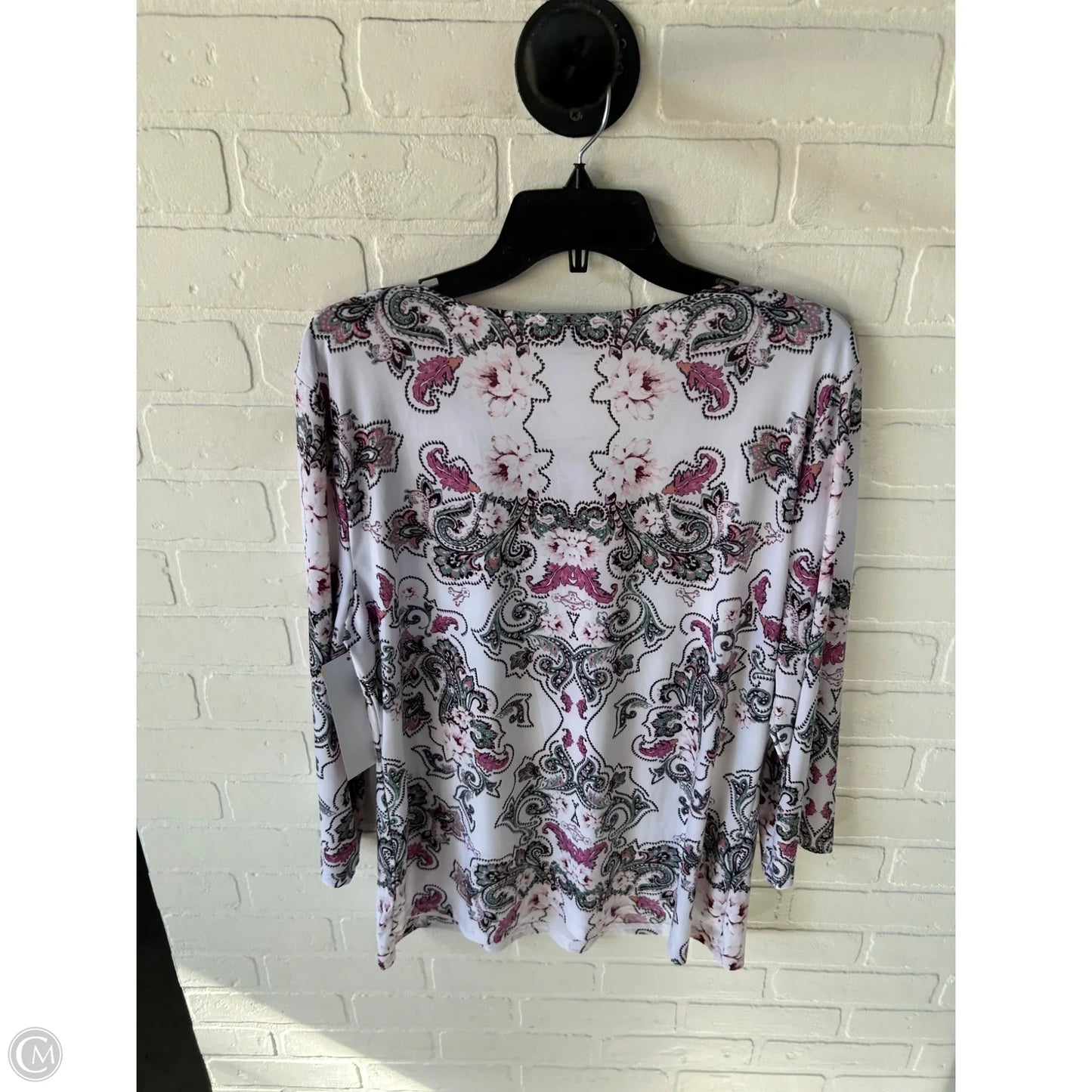 Top 3/4 Sleeve By Inc In Pink & White, Size: Xl