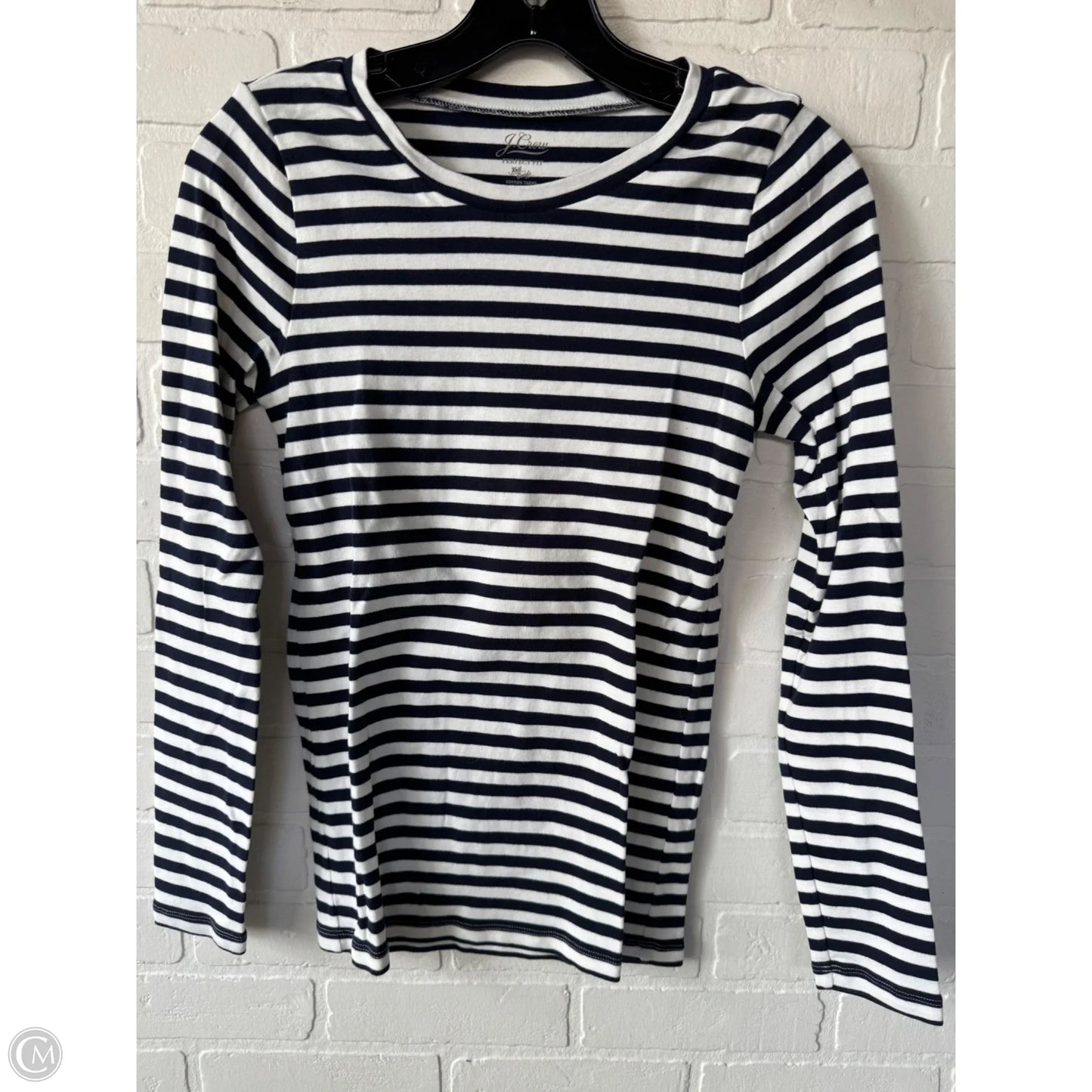 Top Long Sleeve Basic By J. Crew In Blue & White, Size: M