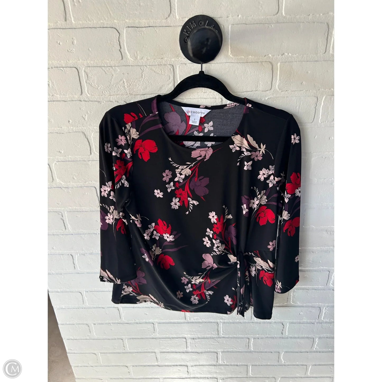 Top 3/4 Sleeve By Liz Claiborne In Black & Purple, Size: S