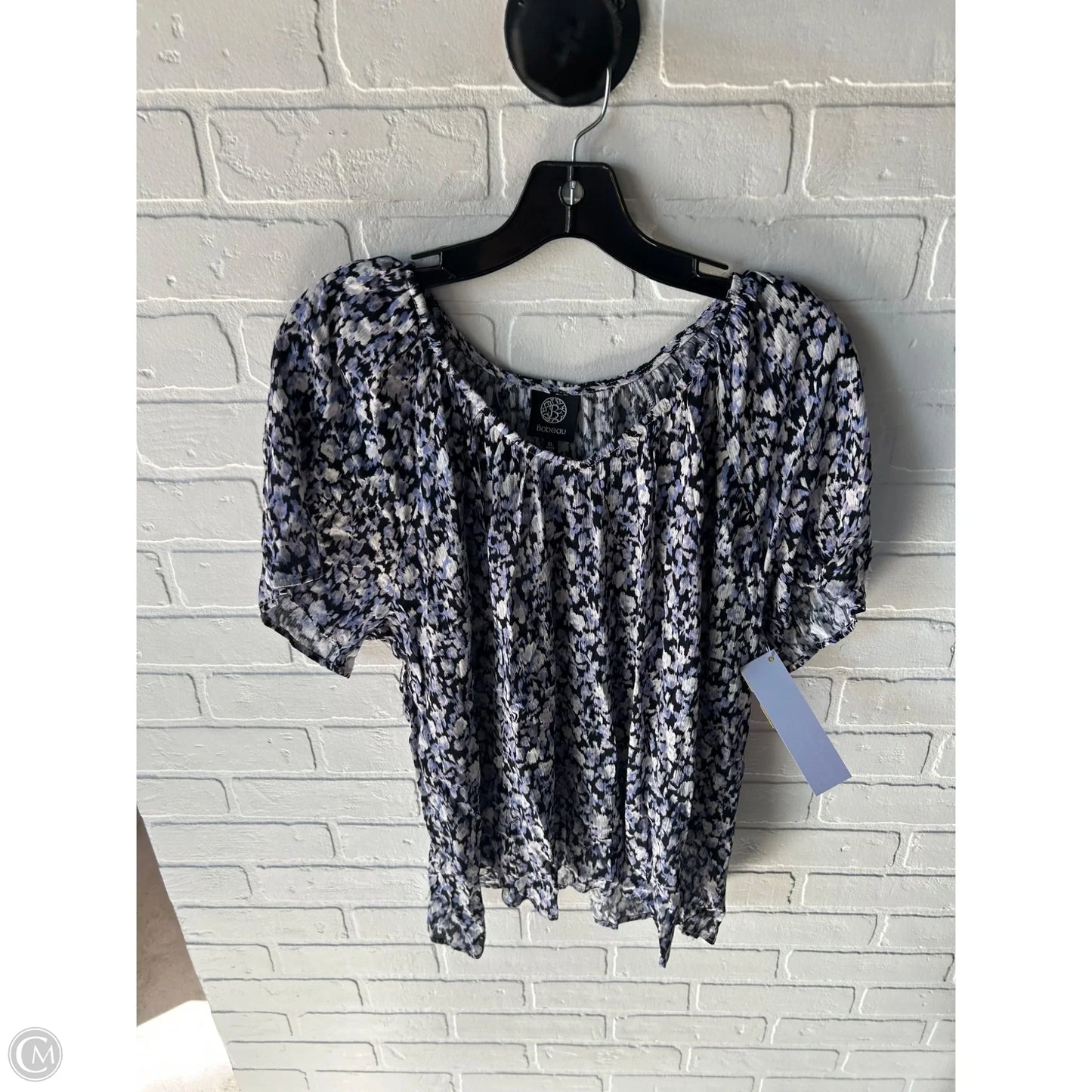 Top Short Sleeve By Bobeau In Black & Purple, Size: Xl