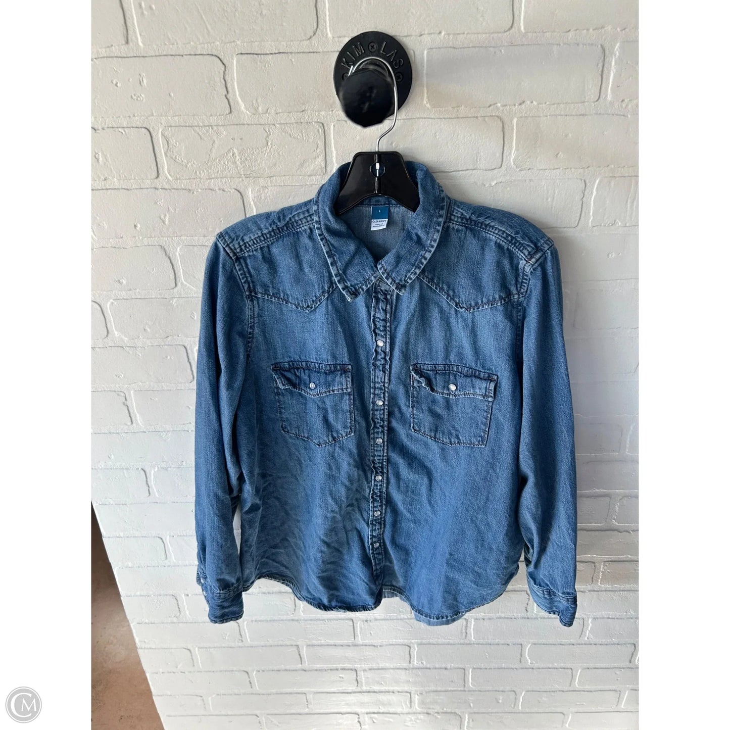 Top Long Sleeve By Old Navy In Blue Denim, Size: L