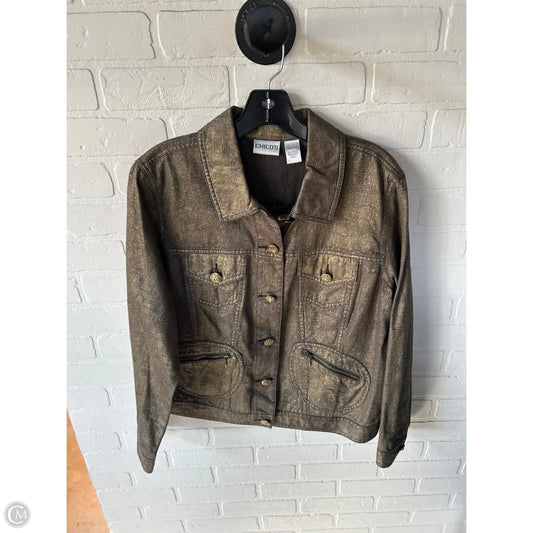 Jacket Other By Chicos In Gold & Grey, Size: L