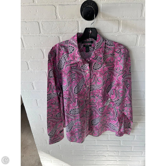 Top Long Sleeve By Lauren By Ralph Lauren In Black & Pink, Size: Xl