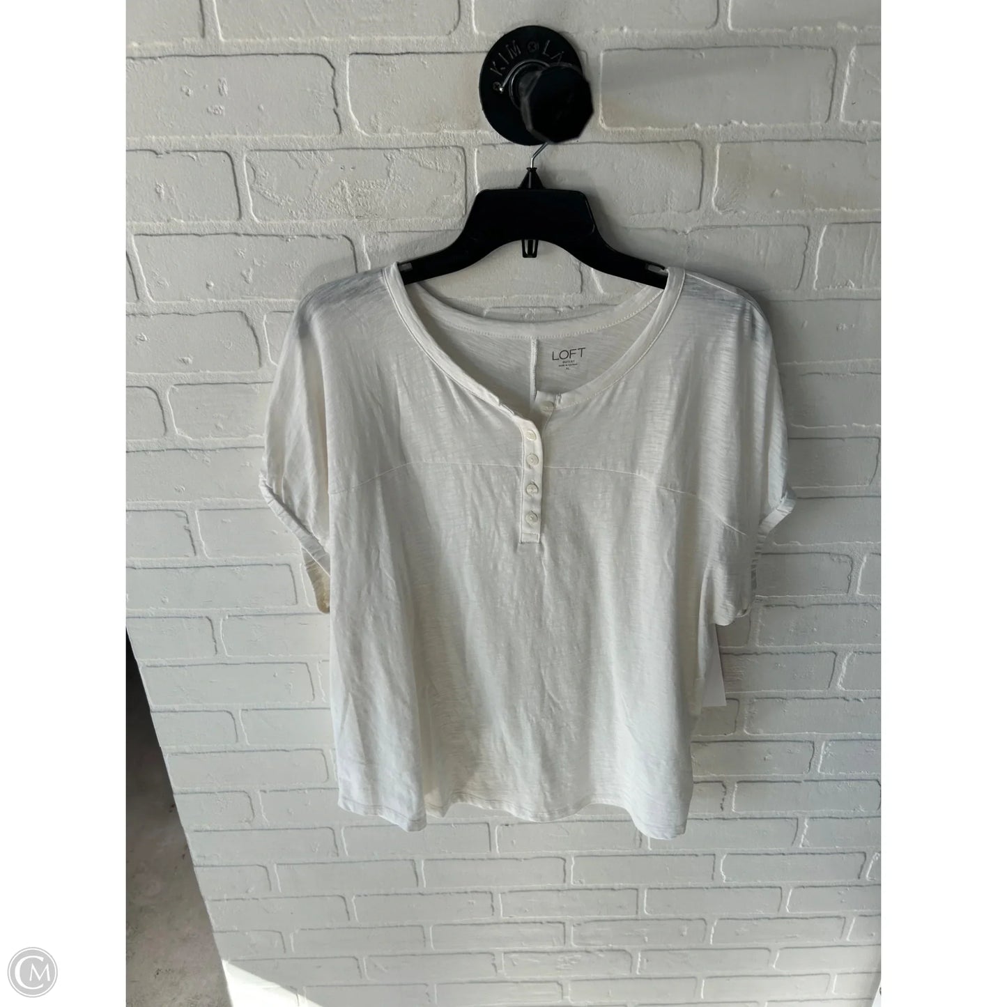 Top Short Sleeve By Loft In White, Size: Xl
