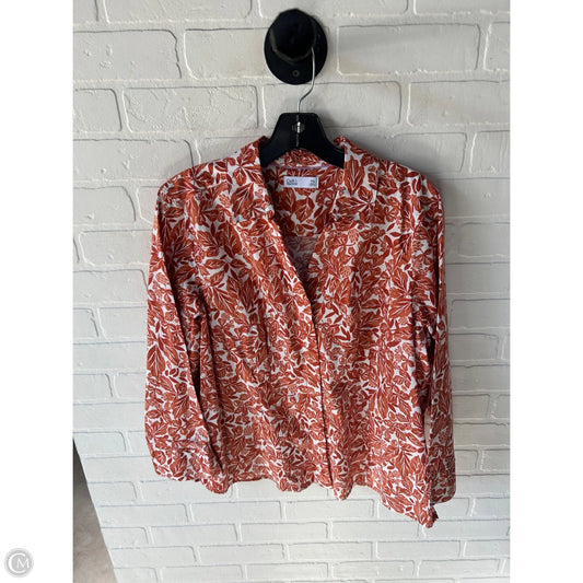 Top Long Sleeve By Croft And Barrow In Orange & White, Size: Xlp