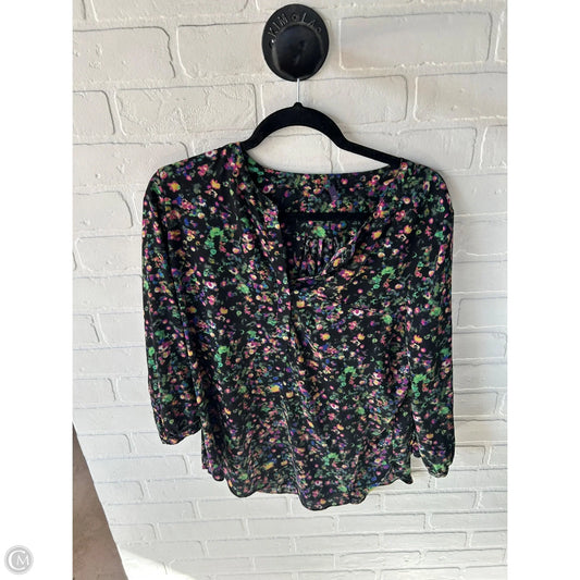 Top 3/4 Sleeve By Not Your Daughters Jeans In Black & Green, Size: M
