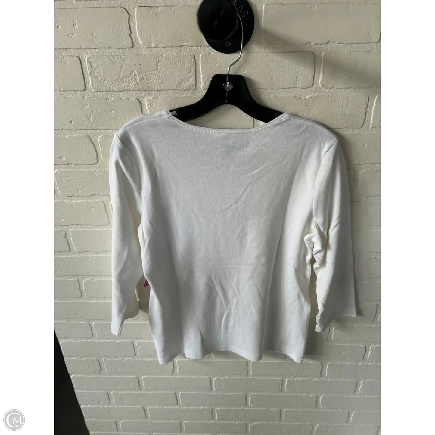 Top 3/4 Sleeve Basic By Karen Scott In White, Size: Mp