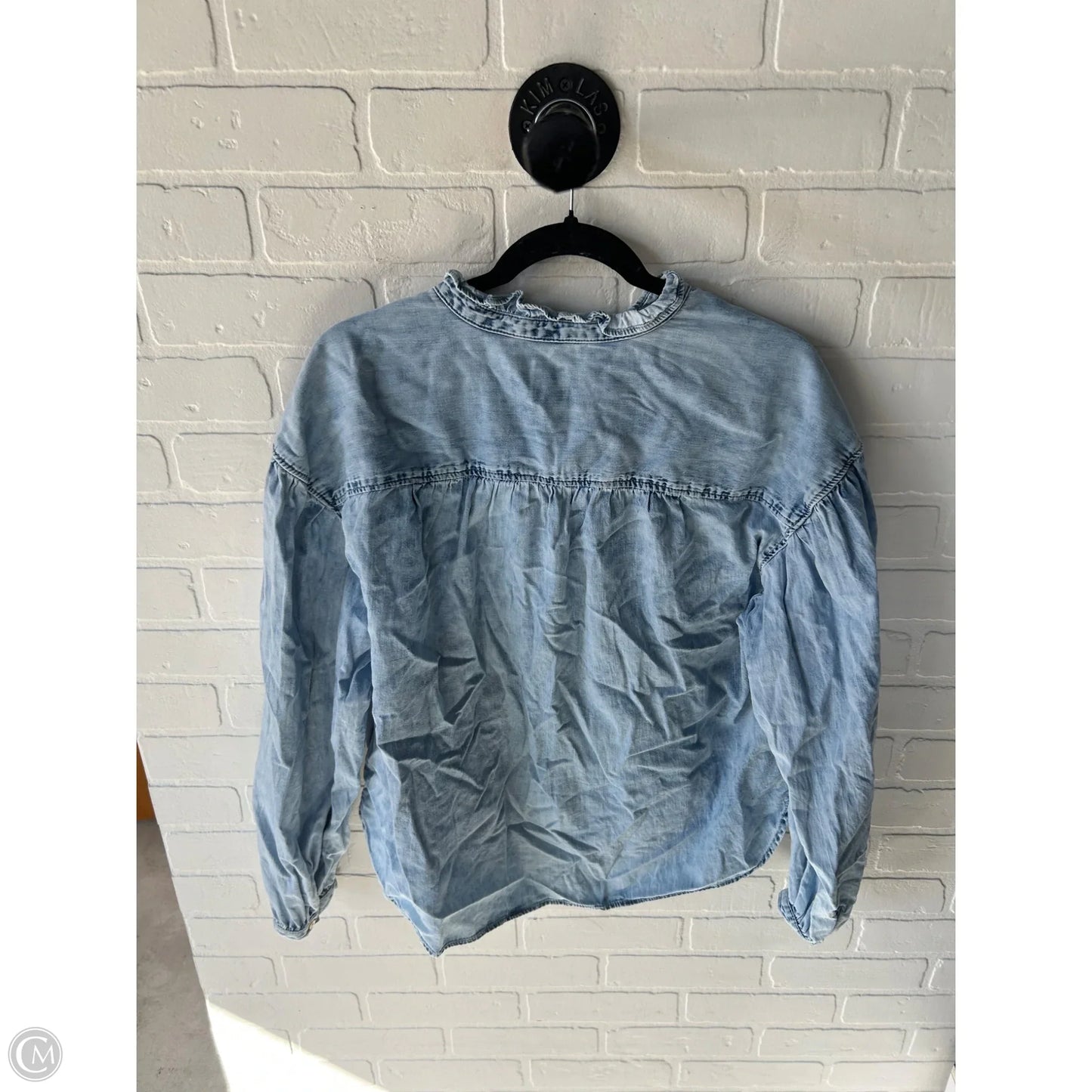 Top Long Sleeve By Gap In Blue Denim, Size: L