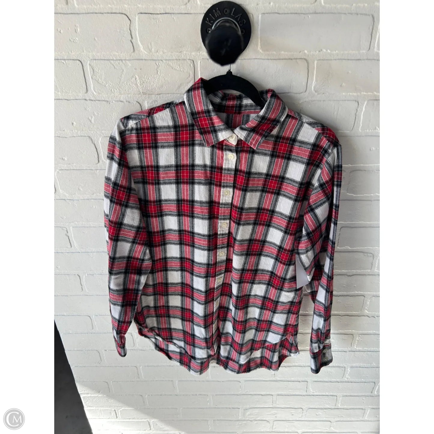 Top Long Sleeve By Loft In Red & White, Size: S