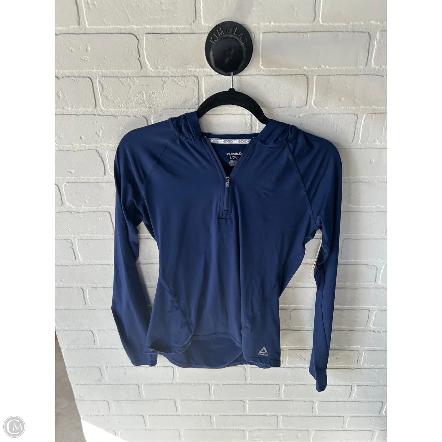 Athletic Top Long Sleeve Hoodie By Reebok In Blue, Size: S