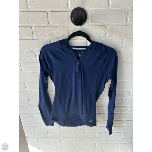 Athletic Top Long Sleeve Hoodie By Reebok In Blue, Size: S